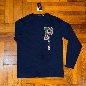 Polo Ralph Lauren Men’s Navy Long Sleeve Graphic Tee Letterman P